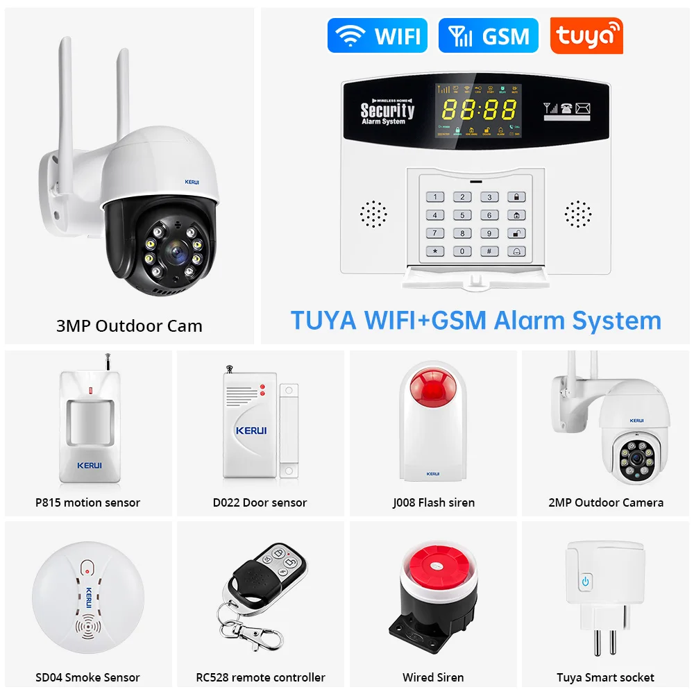 Fuers-home segurança alarme sistema, tuya, wi-fi, gsm, sensor de movimento, vida inteligente