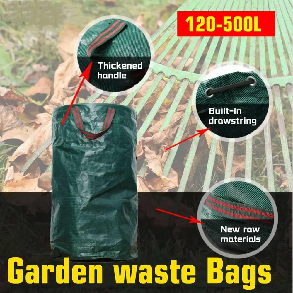 Big Size 120/272/300/500L Reusable Garden Garbage Bag Leaf Sack Trash Can Foldable Garden Waste Collection Container Storage Bag