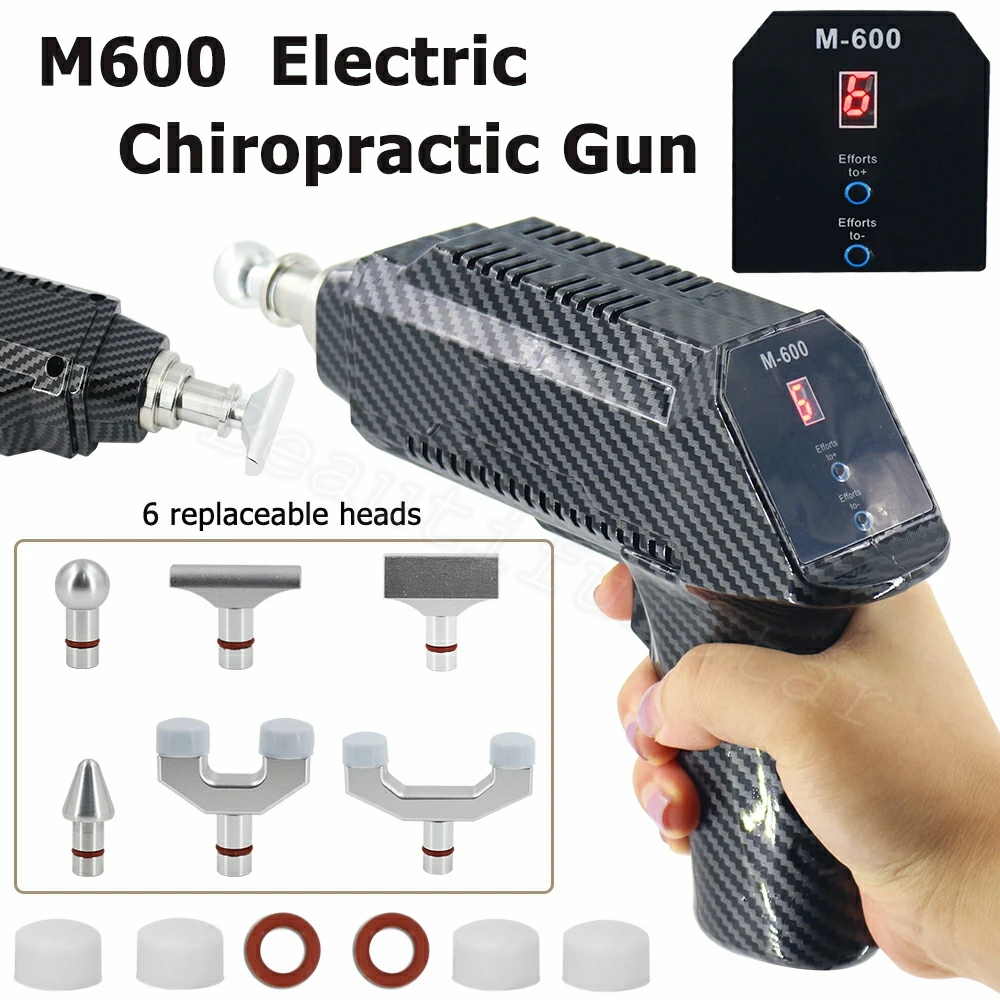 

600N Electric Chiropractic Adjusting Tools Correction Gun 6 Levels Adjustable Intensity Therapy 6 Heads Back Spine Massager