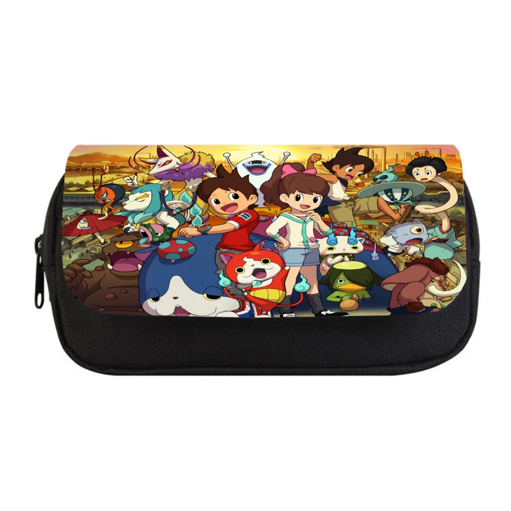 

Anime Yo-kai Watch Pencil bag Women Makeup Bag Child boys girls Pencil Case Student Double Zipper pencil Bag Handbag Purse