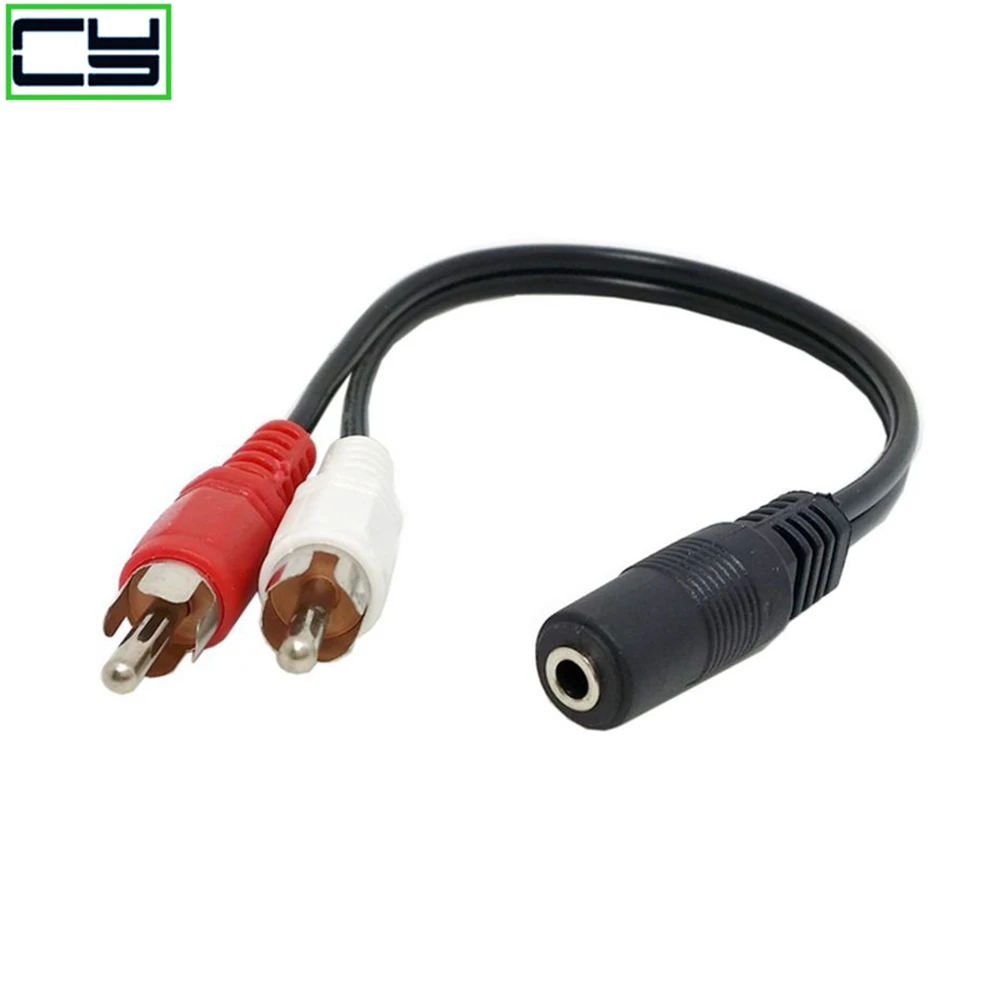 Universal RCAแจ็คสเตอริโอ 3.5 มม.สายสัญญาณเสียงหญิง 2RCAชายซ็อกเก็ตหูฟัง 3.5 AUX Y AdapterสำหรับDVDวงจรขยาย