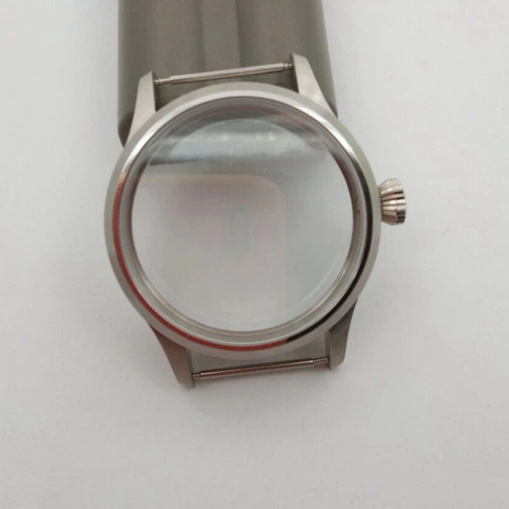 Watch parts PVD sapphire watch case 42mm silver/black/rosegold fit ETA 6497 6498 ST3600/ST3620 hand winding movement