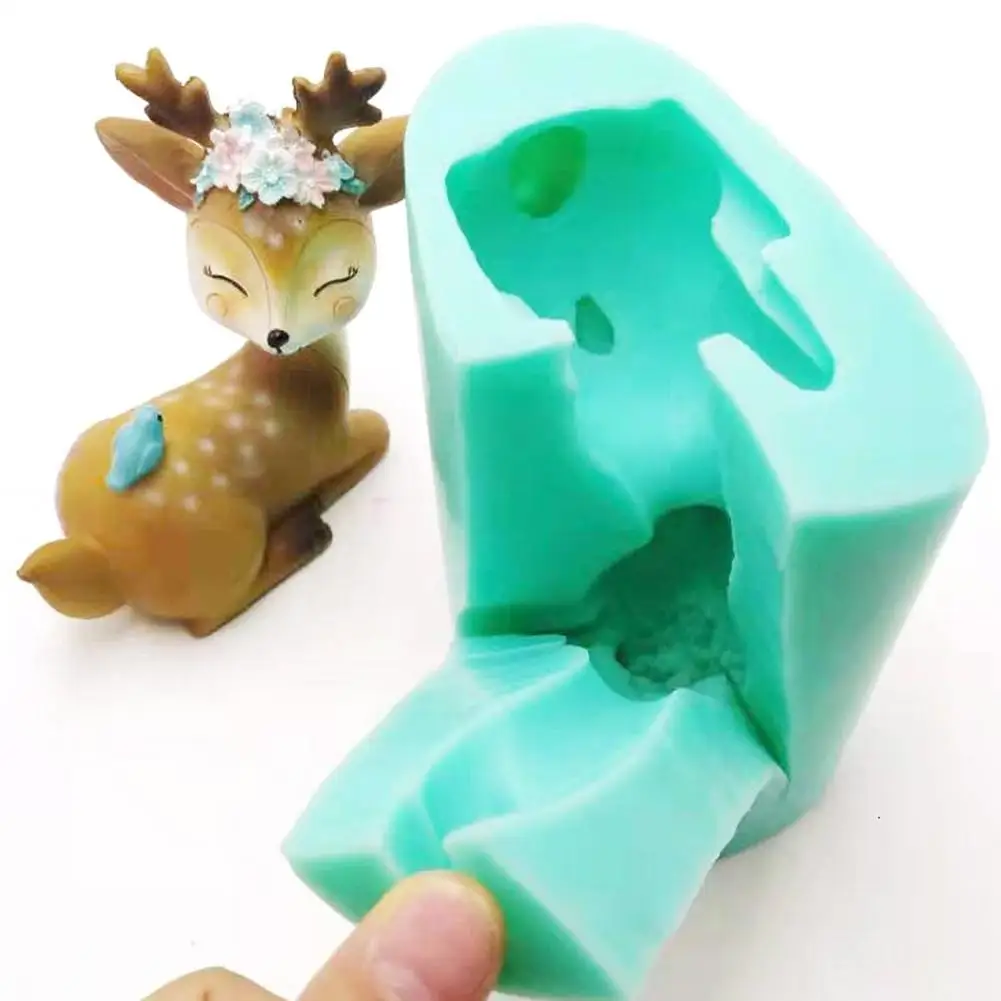 3d Sleeping Deer Silicone Mold Diy Soap Gypsum Resin Mold Chocolate Fondant Cake Decoration Tools Decorations Molds Tool