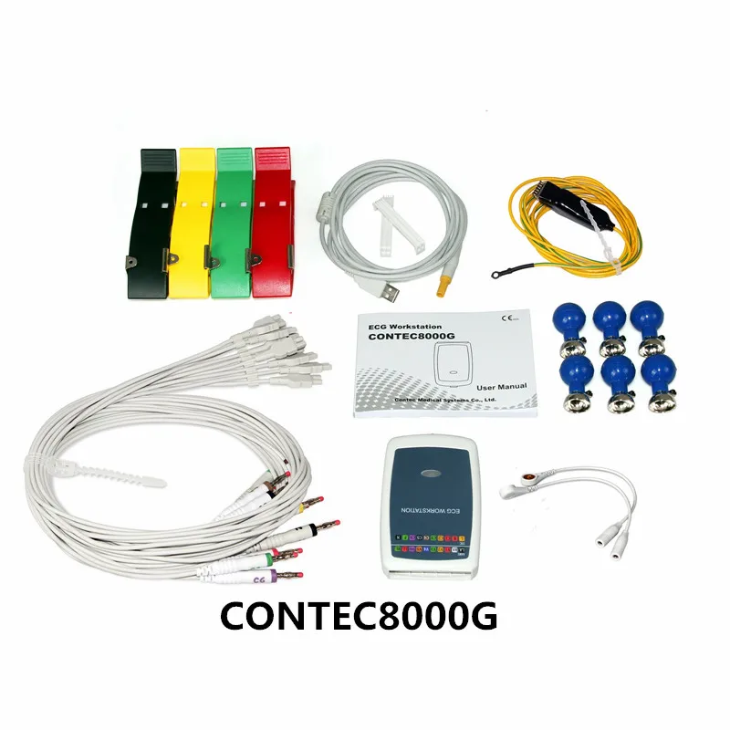 Contec 8000G Многофункциональный ПК ЭКГ/ЭКГ рабочая станция система 12 свинцовый монитор кровяного давления