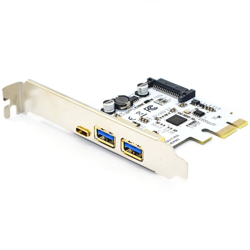 USB 3.1 PCI-Express Card 1 Port Reversible Type-C + 2 Port USB 3.0 with SATA 15Pin Connector Gen 2 10Gbps Add on Card Riser Card