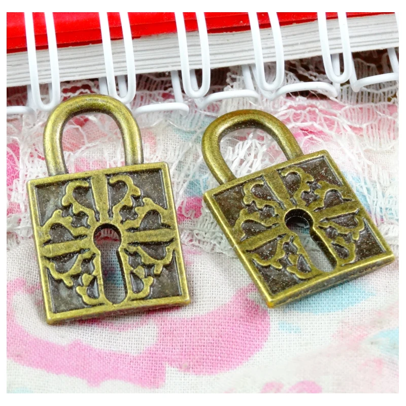 30PCS 26x16MM Antique Bronze Plated Zinc Alloy Lock Charms Pendants Diy Jewelry Findings Accessories