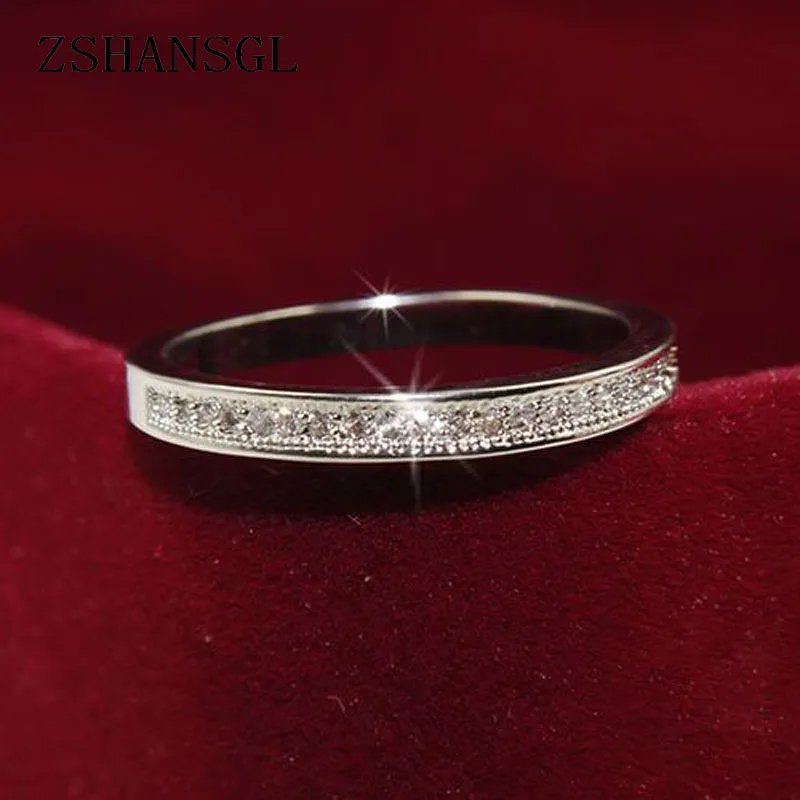 Classico Femminile Promise Ring 925 Sterling Silver Pavimenta AAA Pietra DELLA CZ Wedding Band Anelli per le donne Dichiarazione Dei Monili Del Partito brincos