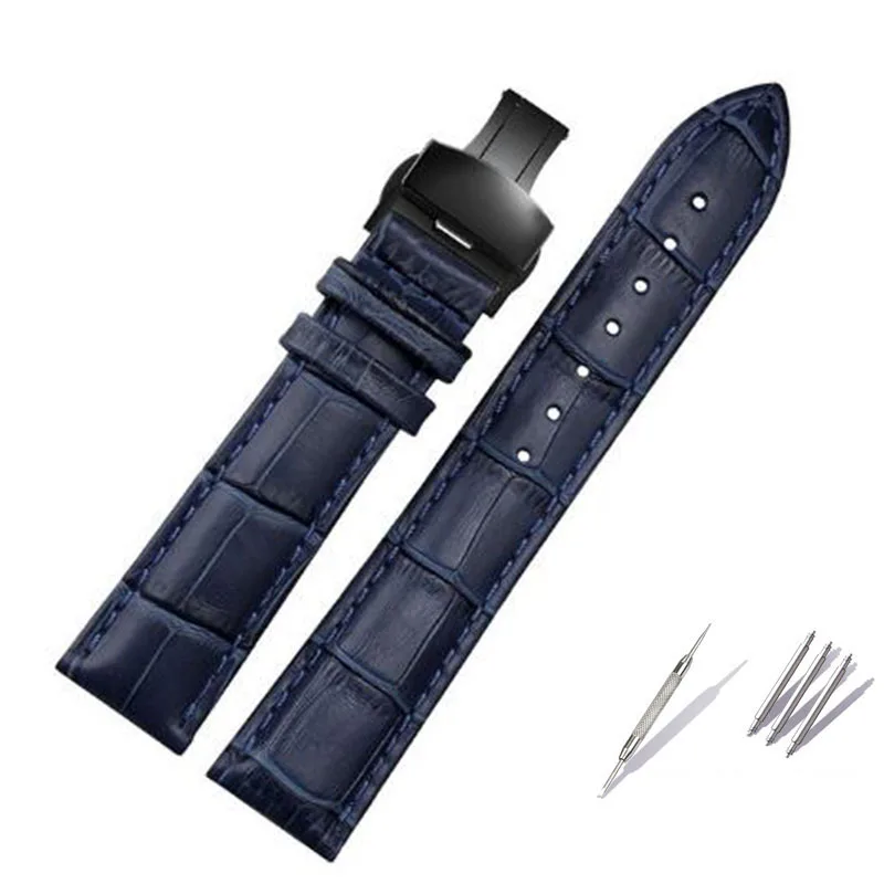 Dark blue watch strap for Rossini Omega watchband with Butterfly Clasp sized in 16mm 18mm 19mm 20mm 21 22mm 23mm watch band