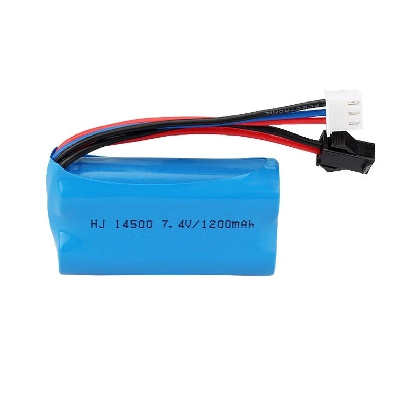 7.4V 1200mAh Li-ion battery 14500 SM for Electric Toys water bullet gun toys 7.4V Rechargeable Battery for Vehicles RC toy