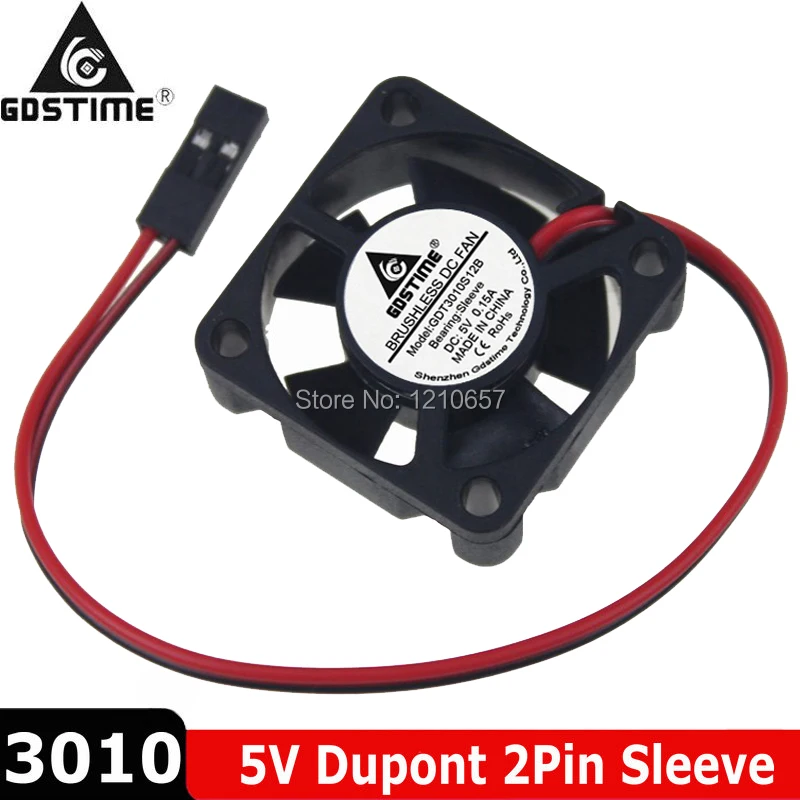 

20PCS LOT Gdstime 30mm Cooler 3010 5V Sleeve Bearing 30x30x10mm Dupont 2Pin 3cm Mini Brushless DC Cooling Fan