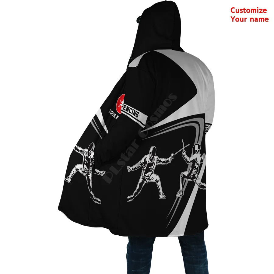 Customize Name Fencing Cloak 3D All Over Printed Hoodie Cloak for Men Women Winter Fleece Wind Breaker Warm Hood Cloak