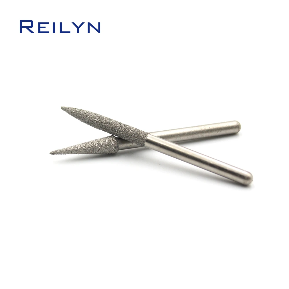 10pcs/Set Grinding Drill Bit Dremel Rotary Tool 3mm 60 Grit Emery Diamond Drill Bit Stripping Polishing for Engraving Machine