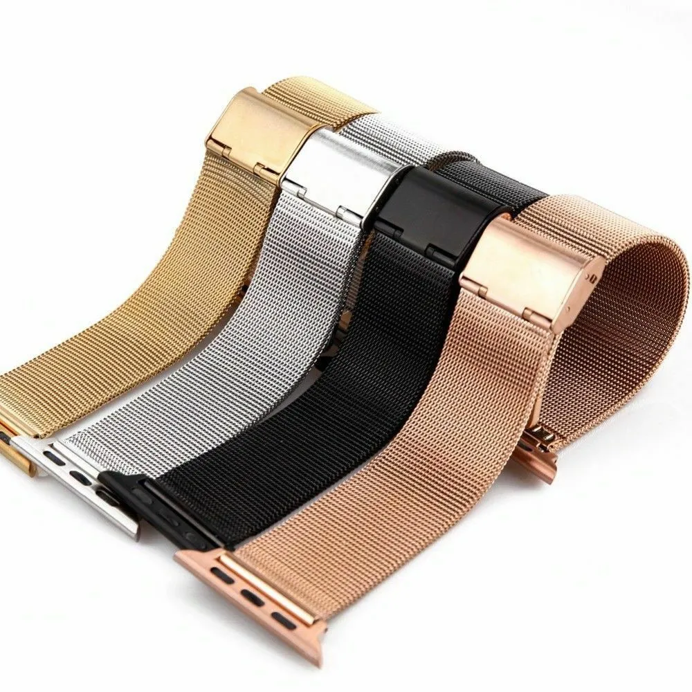 Essidi Mesh Bands For Apple Watch Series 7 6 SE 5 4 3 Stainless Steel Bracelet Strap Correa For Iwatch 38 42 40 44 41 45mm