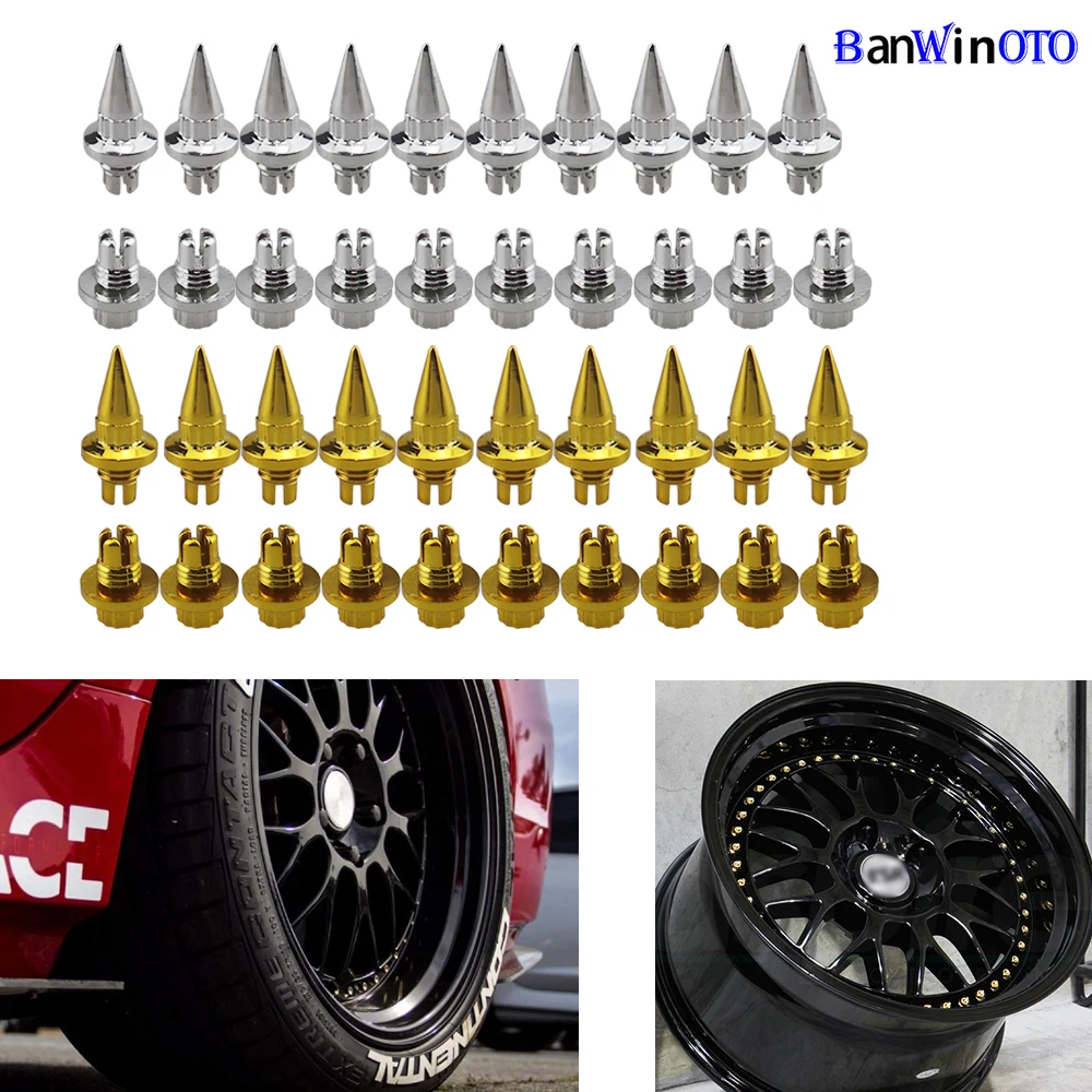 25pcs/set Brand New Plastic Spike Car Wheel Rivets For Wheel Rims Cap Lip Screw Bolt Tires Car Styling Tunning LGMD001-JT&P