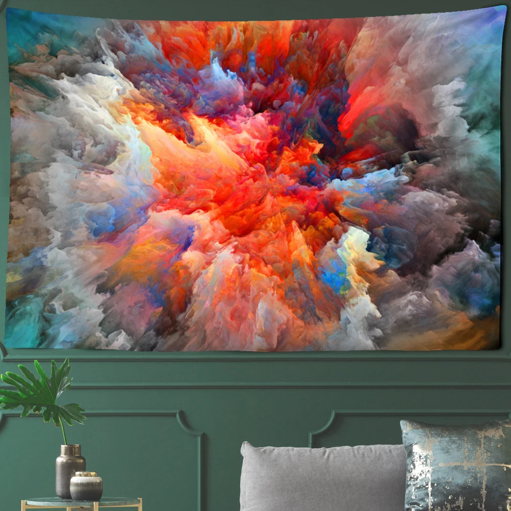 Color Fireworks Tapestry Cloudy Psychedelic Bohemia Ink Wash Tapestry Wall Hanging Blanket Dorm Decor can be customized