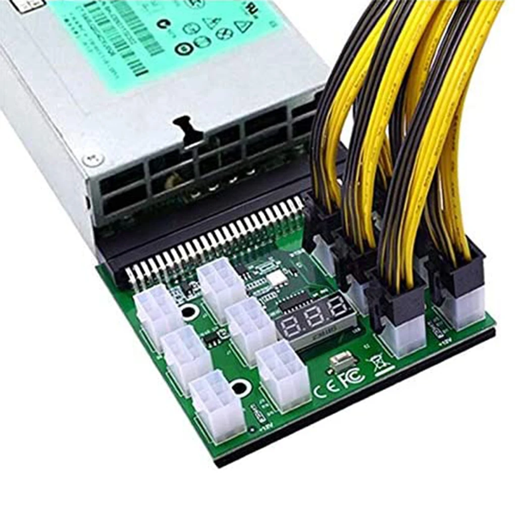 12V Server Power Supply PCI-E 12x6pin Adapter Breakout Board with Digital Voltage Display