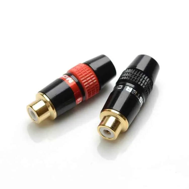 1pair/2pcs High Quality RCA Connector RCA Plug Jack Socket audio adapter black&red in 1pair speaker plug Gold plated