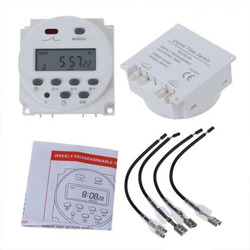 CN101A Digital Microcomputer 7Days Weekly Programmer Electronic Timer Switch 220V Time Relay with Countdown 12V DC for Light Fan