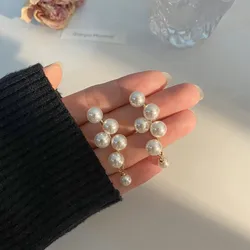 Korean Trendy Imitation Pearls Dangle Earrings For Women Girls Wedding Pendant Earrings Fashion Korean Jewelry Earrings New