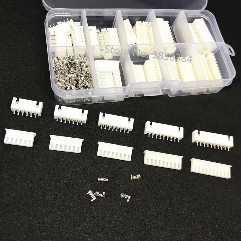 250pcs XH2.54 6p 7p 8p 9pin 10pin 2.54mm Pitch Terminal Kit / Housing / Pin Header JST Connector Wire Connectors Adaptor XH Kits