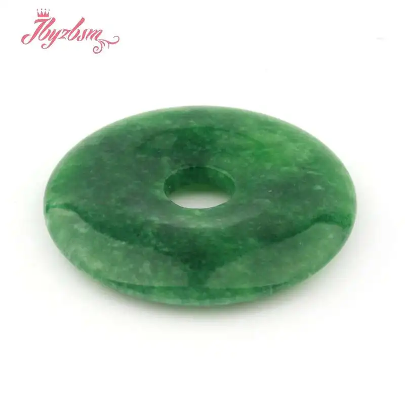 35 40 45mm Ring Donut Round Smooth Green Jades Pendant Stone Beads 1 Pcs,For DIY Necklace Pandant Jewelry Making,Free Shipping