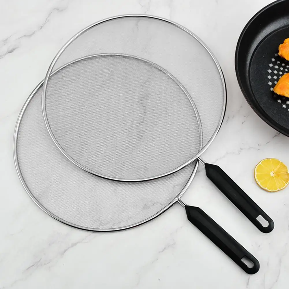 Kitchen Anti-Sputtering Mesh Hold Flour Sifter Handle Rust-Proof Stainless Steel Frying Pans Anti-Sputtering Mesh for Cooking