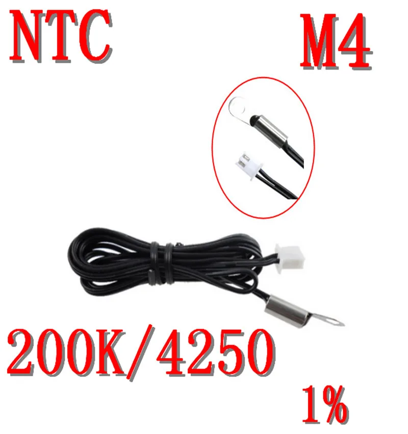 M4 screw ear NTC temperature sensor 200K/4250 NTC thermistor 200K B value 4250 1% probe temperature measurement NTC200K/4250