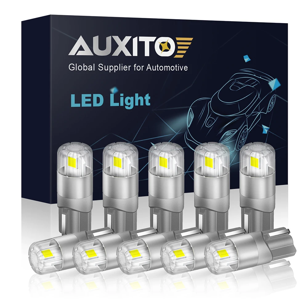 AUXITO 10Pcs Canbus No Error T10 W5W LED Lights 3030SMD 196 168 Bulb Car Parking Position License Plate Light Auto Interior Lamp