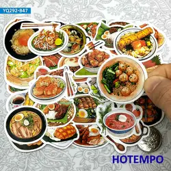 47PCS Delicacy Fine Food Yummy Mini Stickers Travel Gourmet Art Style Decals for Diary Scrapbook Bike Laptop Phone Sticker Toys