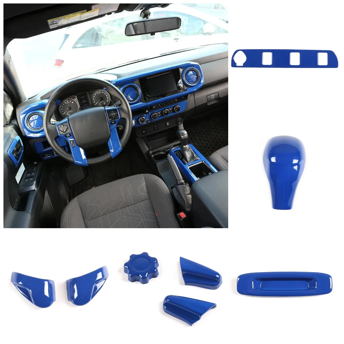 For Toyota Tacoma 16-2020 Luxury Car Interior ABS Dark Blue Decorative Cover Trim Frame Accessories Air Condition Vent,Dasboard