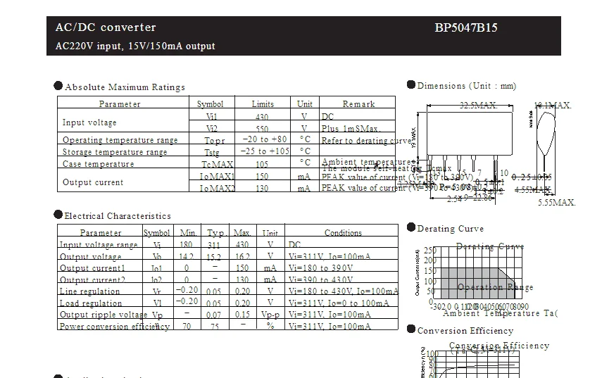 جديد الأصلي BP5047B15 BP5047-B15 ZIP-5 محول التيار المتناوب/تيار مستمر مدخلات AC220V ، إخراج 15 فولت/150mA