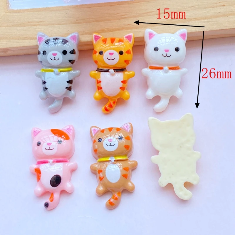 12Pcs New Cute Little Cat Series Flat Back Cabochon Scrapbooking Hair Bow Center Embellishments DIY Accessories