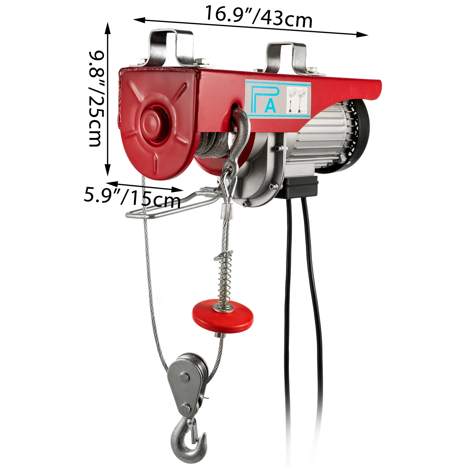 VEVOR 1320 lbs 600 kg Electric Hoist Crane New Portable Lifter Overhead Garage Winch with Wired Remote Control and Limit Switch