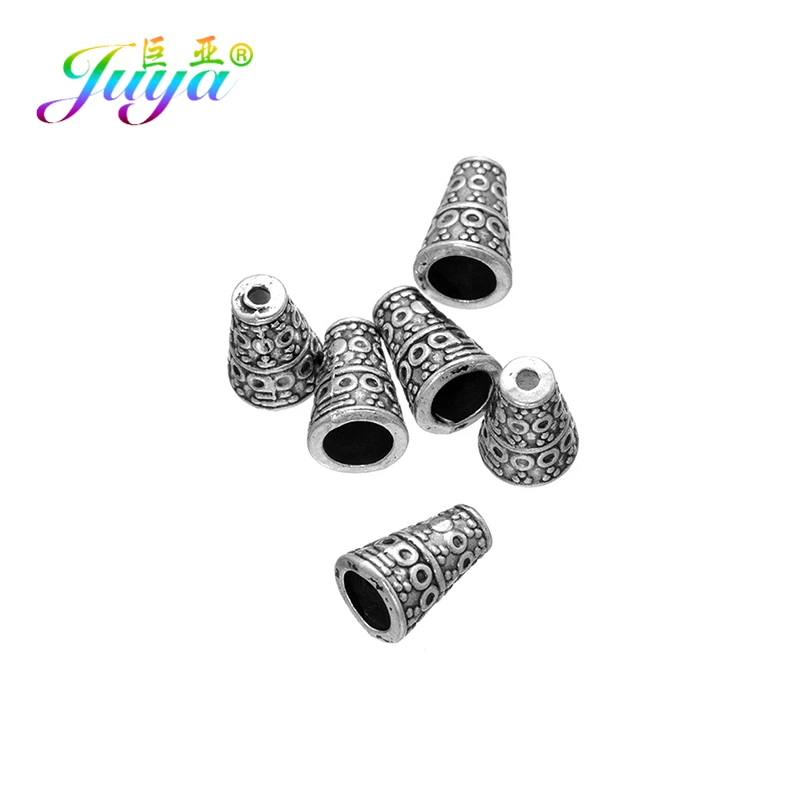 Juya-Antique Gold e Silver Plated Beads Caps, Acessórios para DIY, borlas, brinco, colar, fazer jóias, 30 unid por lote, por atacado