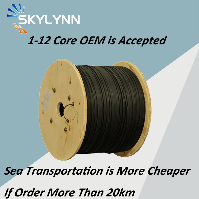 1KM Single Mode G652D/G657A1/G657A2 Single Core FTTH Fiber Optic Indoor Drop Cable with Steel Wire Strength Member LSZH Jacket