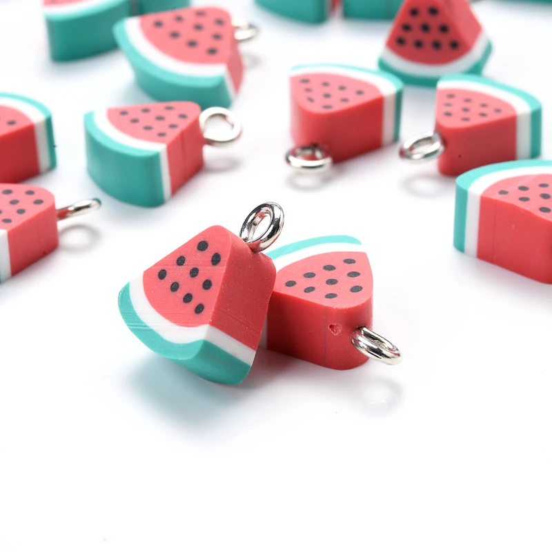 Charm Fruit Shape Polymer Clay Pendants Beads 30Pcs/Lot Polymer Clay Spacer Loose Beads For Necklace DIY Bracelet Accessories