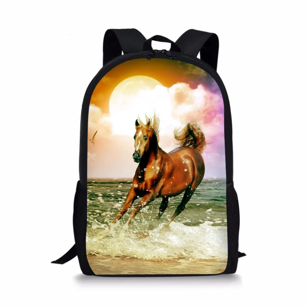 School Bag for Teenager Girls Primary Students Schoolbag Cool White Horse Children Book Bag Boys Vintage School Bag
