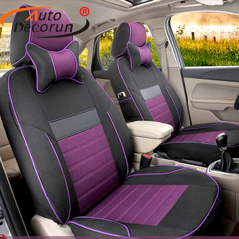 AutoDecorun Custom Fit Seat Cover for Subaru Outback 2016 2017 2020 2021 Accessories Linen Fabric Seat Cover Set for Car Support