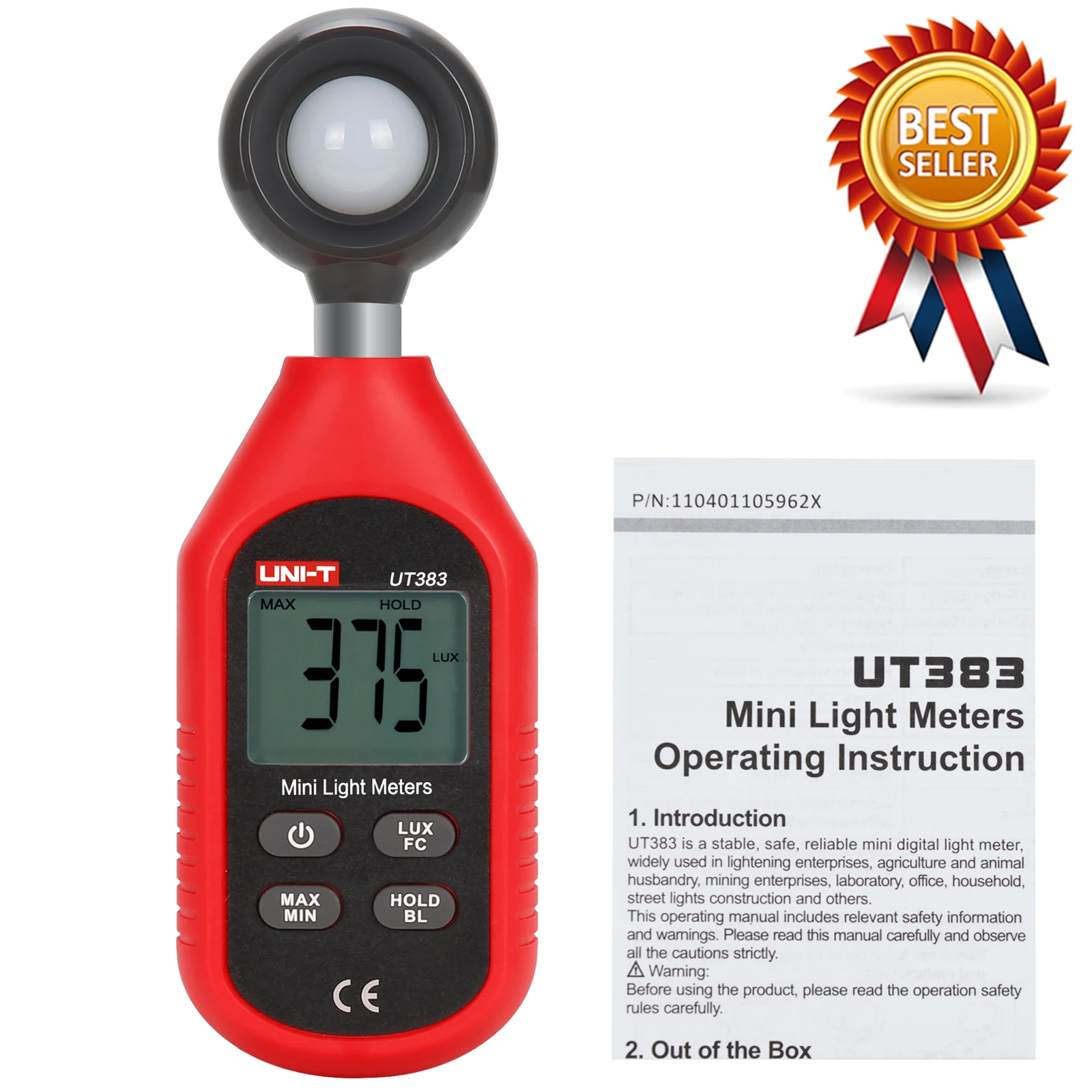 UNI-T UT383 UT383BT Digital Luxmeter Only UT383BT Bluetooth Mini Light Meter Environmental Test Equipment Handheld Illuminometer