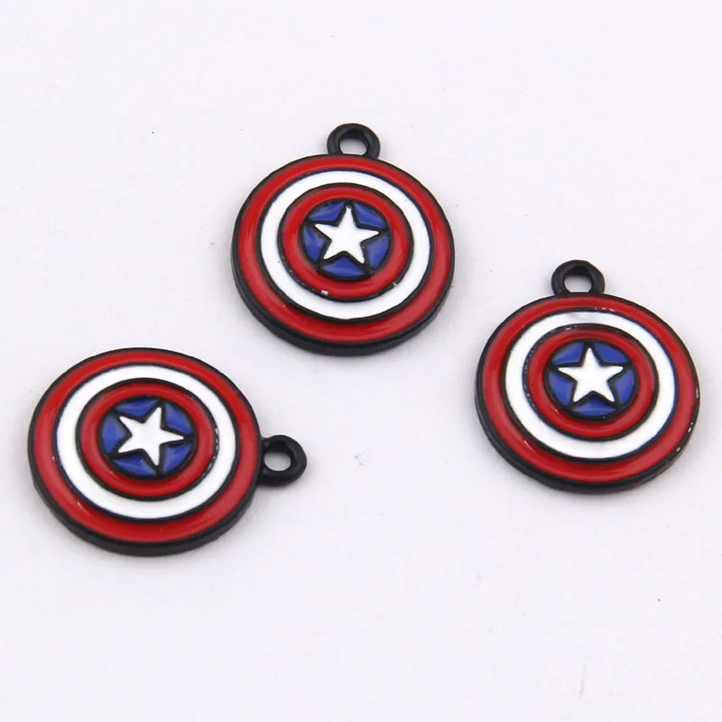 10pcs/Lot 21x17mm Enamel Plated Color Zinc Alloy Star Shield Drop Oil Charms Pendant DIY Handmade Craft For Jewelry Making