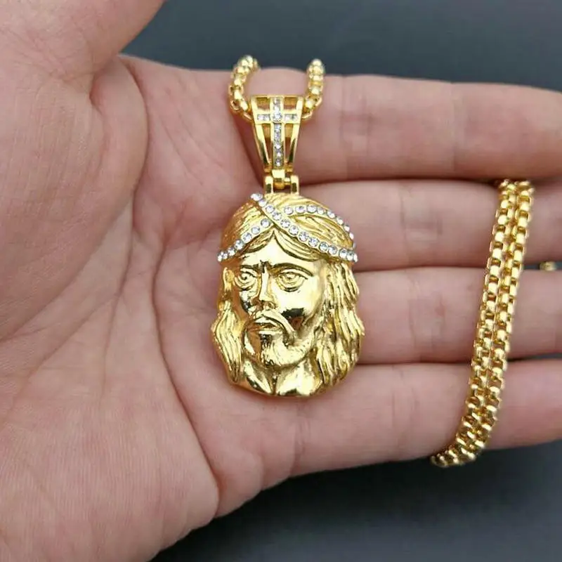 Men\'s Jesus Christ Portrait Pendant Necklace Stainless Steel Religious Symbol Jewelry for Faith And Fashion