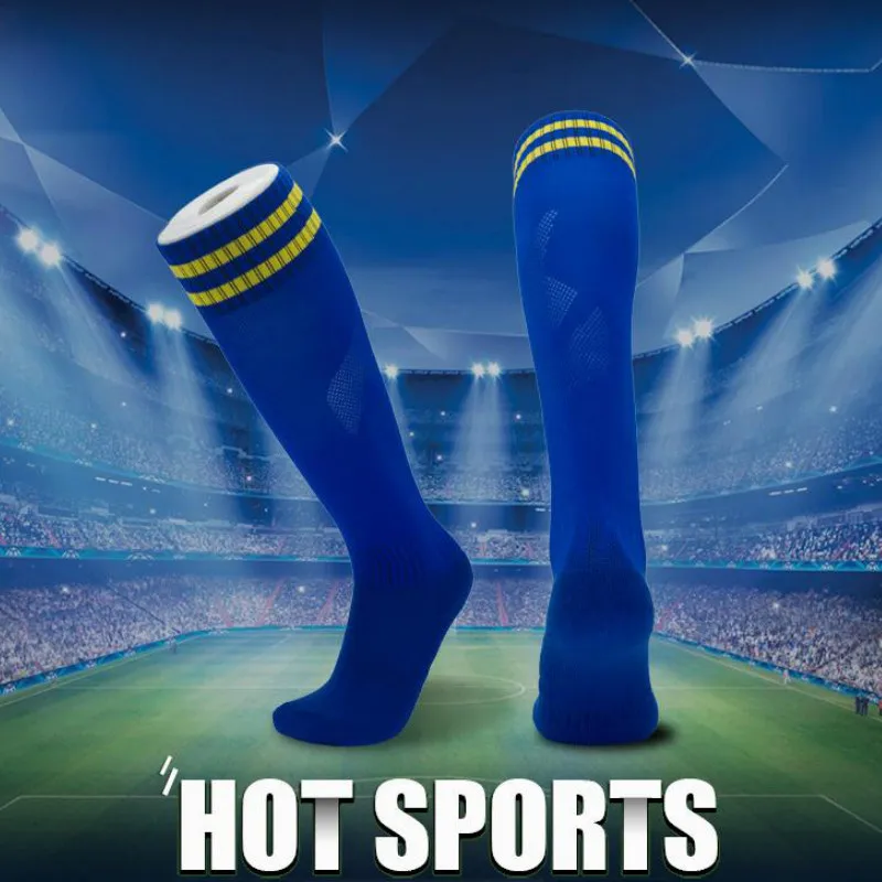 Mens Cotton Knee High Socks Quick Drying Sports Cycling Socks Professional Football Running Long Sock Size 6-11