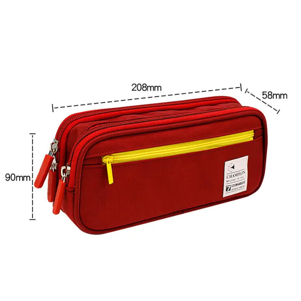 مقلمة متعددة الوظائف مزدوجة طبقة حافظة أقلام رصاص بسحّاب (سوستة) مقلمة القلم حقيبة القرطاسية كيس التخزين المدرسة القرطاسية