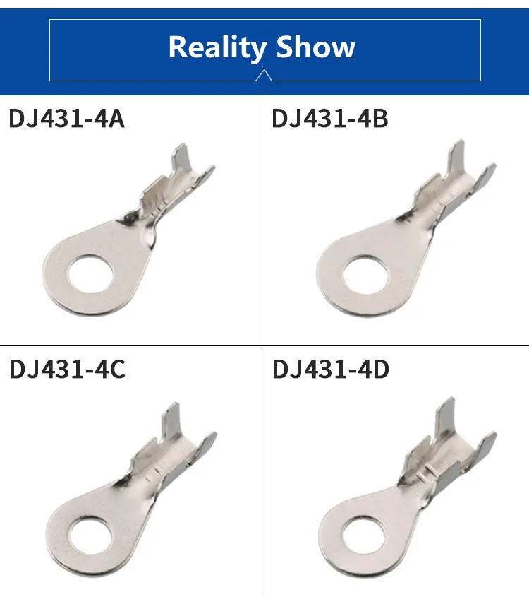 100Pcs Auto Splices Ring Round terminal Crimping Loose Pins Wiring Plug Tab Copper Opening Nose End DJ431-4mm-5mm Car Connector