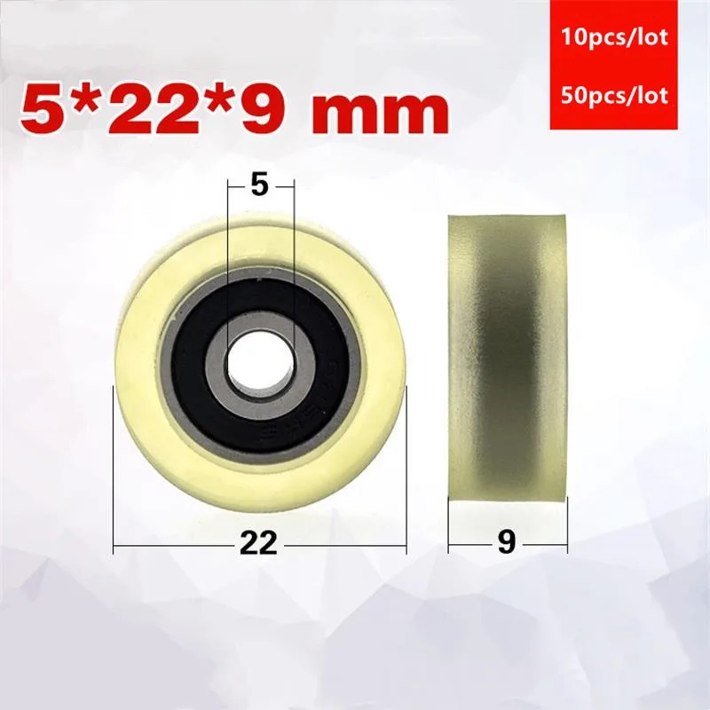 

10pcs/50pcs 5*22*9mm polyurethane PU 625RS 625-2RS low noise roller bearing friction pulley 5x22x9 mm