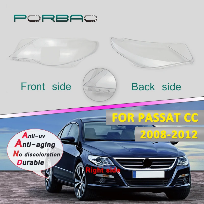 

Headlight Transparent Glass Lens Cover Headlight Surface Auto Clear Shell Parts for Volkswage Passat CC 08-18 Replacement DIY