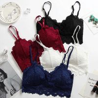 New Arrival Wireless Women Bra Full Cup Sexy Lace Push Up Bra For Women's Soft Bralette Solid White Red