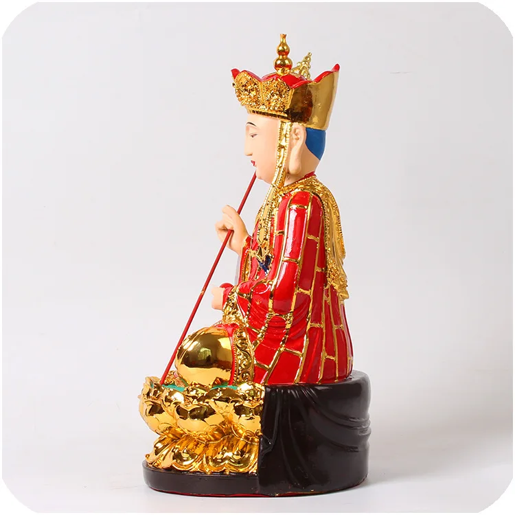 12-Inch Gold-Plated Ksitigarbha Bodhisattva Statue: Resin Glass Sculpture for Chinese Buddhist Home Altar