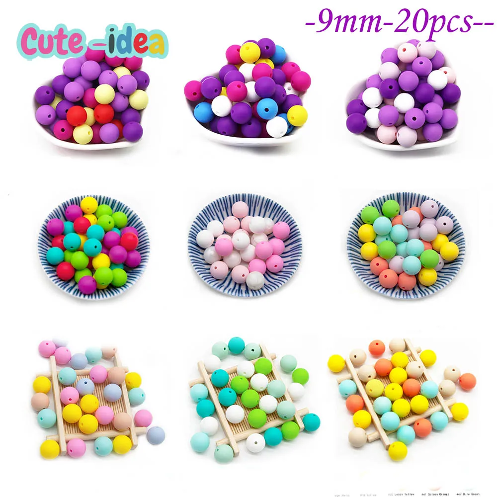 

Cute-Idea 20Pcs Silicone Round Beads 9MM Baby Teething Chewable Beads DIY Baby Rodent Pacifier Chain Toys Accessories Baby Goods