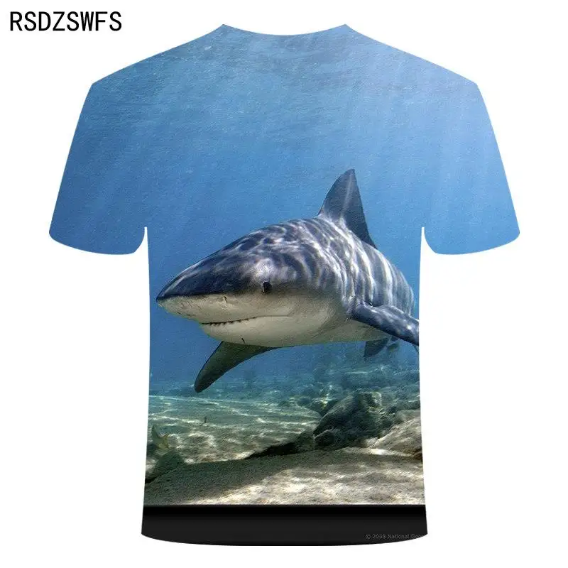 Summer Fashion Shark 3D Print T Shirt Men Women Ocean Fishing Streetwear O\'Neck Short Sleeve Animal Hip Hop Tee Fitness Clothing